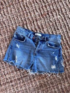 Zara distressed denim shorts